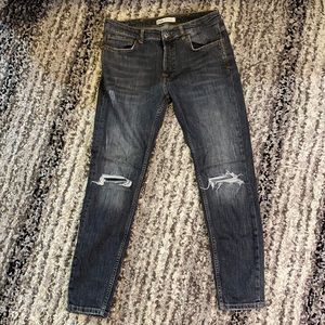 Men’s Black Gray Zara Distressed Jeans 44/ 34